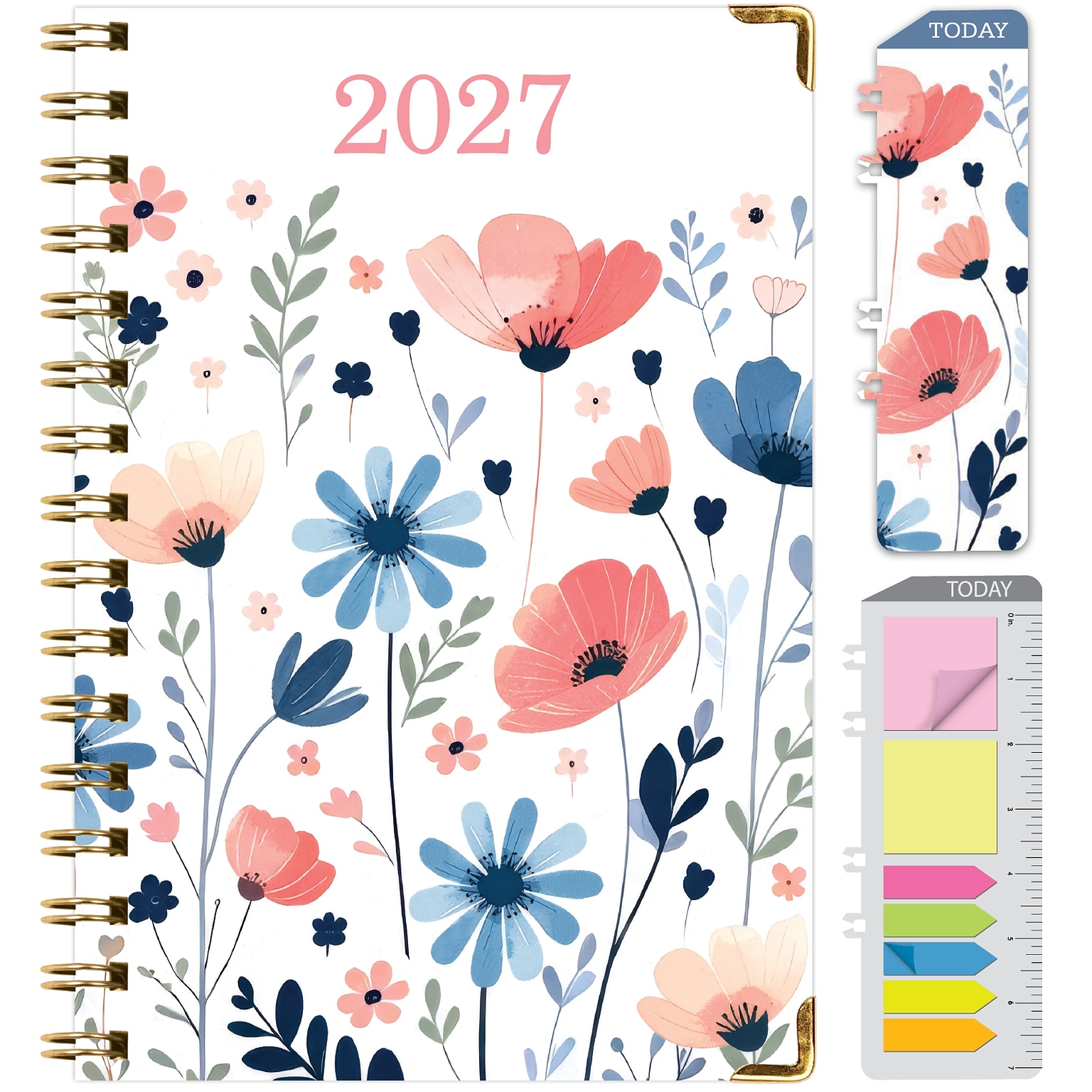 2027 Excello Brands 6 x 8 Weekly & Monthly Standard Planner, Paperboard Cover, Colorful Botanicals (FSHN-CY27-58-30)