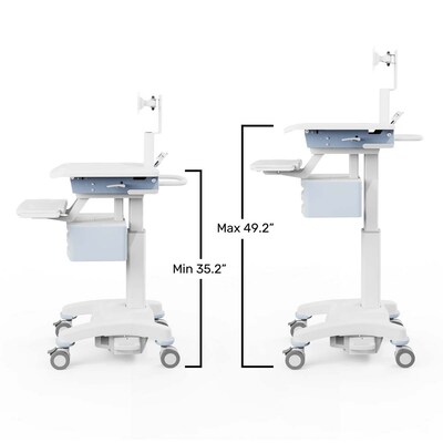 Luxor VitalPower Deluxe Mobile Medical Workstation with Full-Swivel Wheels, White (MCWS004)