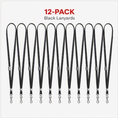 Staples Breakaway ID Badge Lanyards, Black (18910)