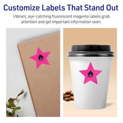 Avery Star Laser/Inkjet Multipurpose Labels, 2-1/4" x 2-3/8", Neon Magenta (960/Box)