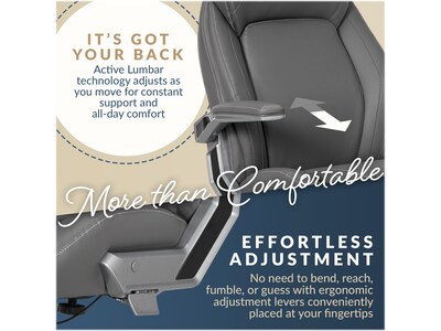 La-Z-Boy Meyer Ergonomic Bonded Leather Swivel Executive Chair, Gray (60082-GRY)