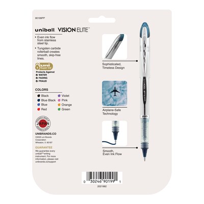 uni-ball Vision Elite Rollerball Pen, Bold Point, 0.8mm, Assorted Ink, 8/Pack (90199PP)