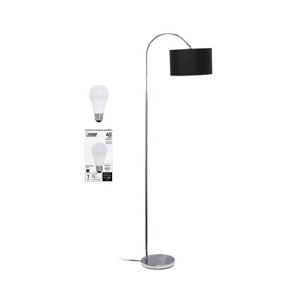 Creekwood Home Vista 66" Brushed Nickel Floor Lamp with Drum Shade, Black (CWF-3006-BK-LB)