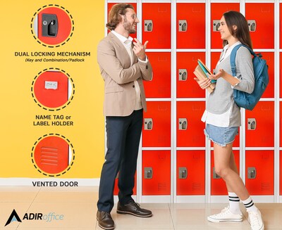 AdirOffice 72" 4-Tier Red Storage Locker, 4/Pack (629-204-RED-4PK)