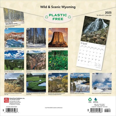 2025 BrownTrout Wyoming Wild & Scenic 12 x 12 Monthly  Wall Calendar (9781975475987)