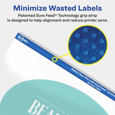 Avery Laser/Inkjet Oval Multipurpose Labels, 4" x 6", Clear, 20/Pack (94057)