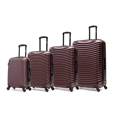 DUKAP Adly 4-Piece Hardside Spinner Luggage Set, TSA Checkpoint Friendly, Wine (DKADLSMLXL-WIN)