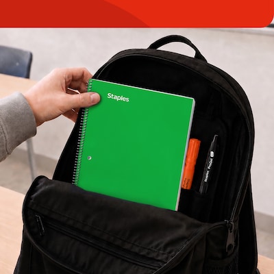TRU RED 3-Subject Notebook, 8” x 10.5”, Wide Ruled, 120 Sheets, Assorted Colors, 3-Pack