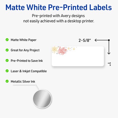 Avery Rectangle Multipurpose Labels, 1 x 2-5/8, White, 160/Pack (19479370426)