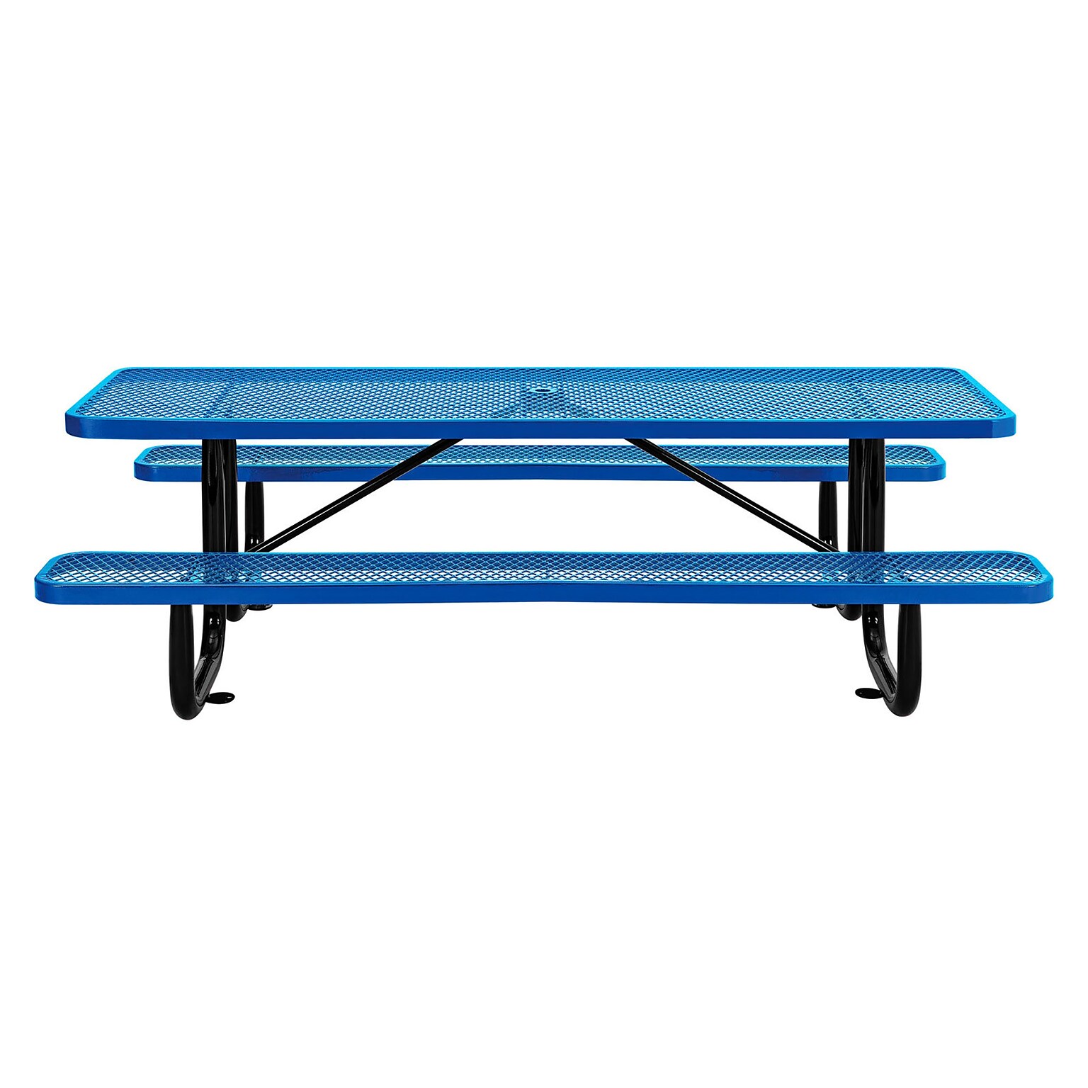 Global Industrial 8 Rectangular Picnic Table, Expanded Metal, Blue (277153BL)