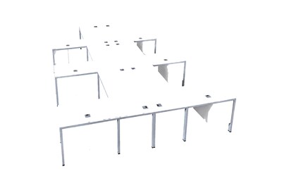 Boss Office Products Simple System 60W L-Shaped Desk with Pedestal, White, 6/Set (SGSD023-201-WT)