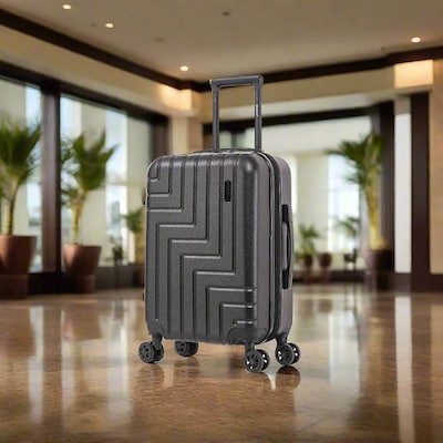 DUKAP Zahav 21.04 Hardside Carry-On Suitcase, 4-Wheeled Spinner, TSA Checkpoint Friendly, Black (DKZAH00S-BLK)