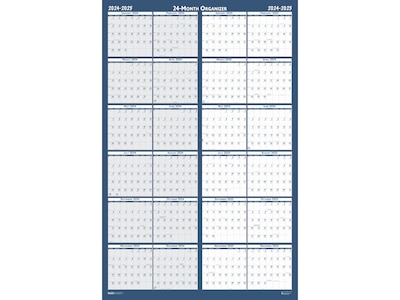 2024-2025 House of Doolittle 24 x 37 Wet-Erase Yearly Wall Calendar, Reversible, White/Blue (3964-24)