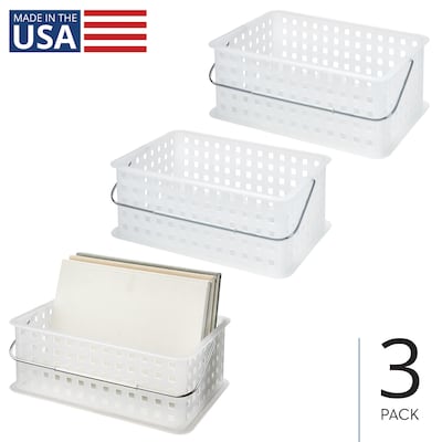 iDESIGN Medium Stackable Plastic Storage Bin, Frost, 3/Pack (29405M3)