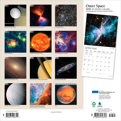 2026 Plato Outer Space 12 x 12 Monthly Wall Calendar (9798330706723)