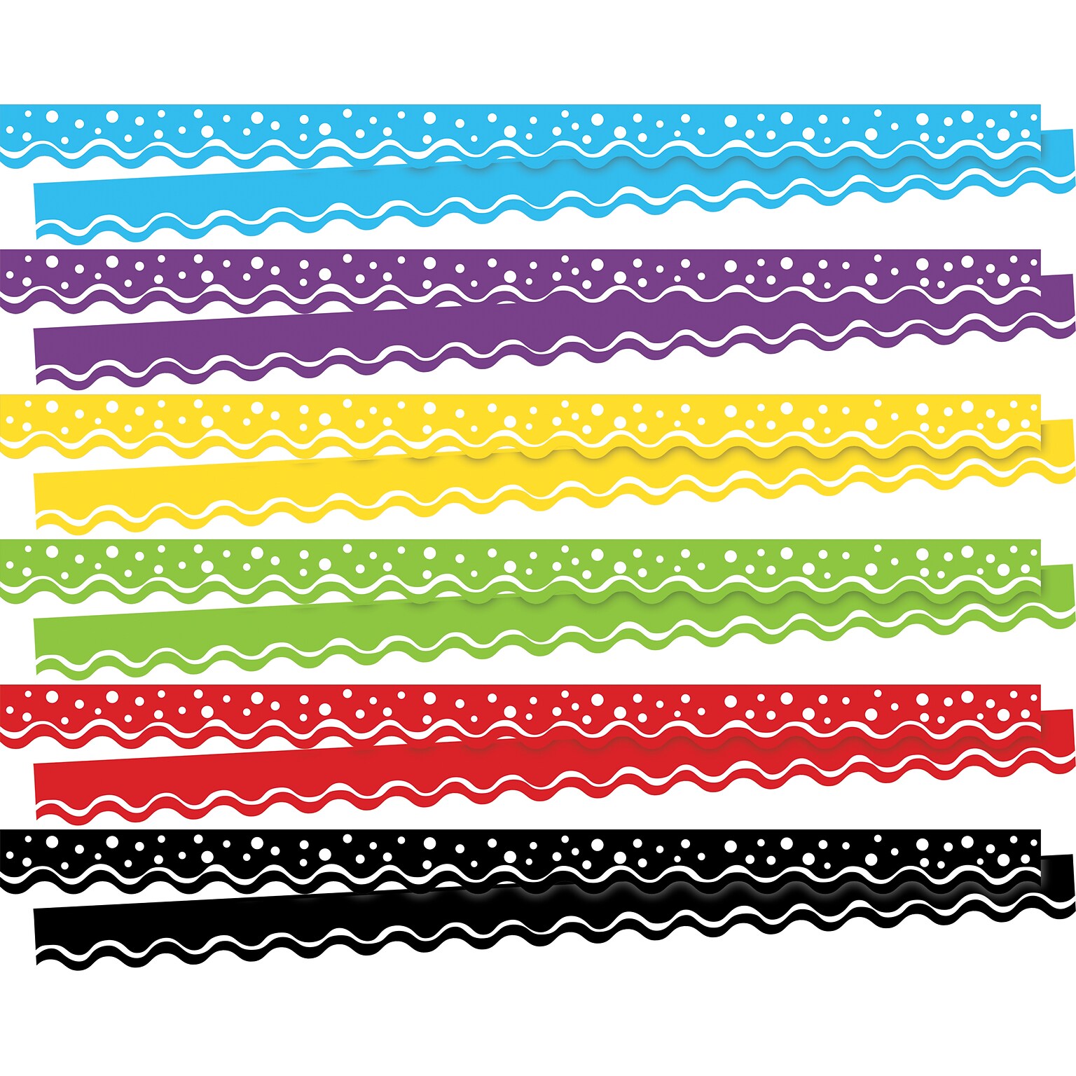 Barker Creek Double-Sided Scalloped Border Set, 36 x 2.25, Happy, 6 designs, 78/Set (BC947)
