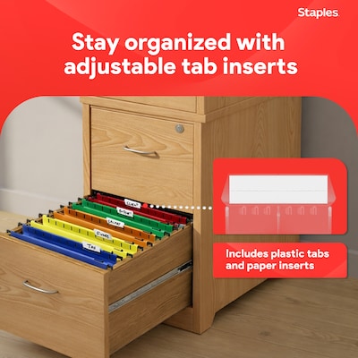 Staples® Hanging File Folder, 3.5" Expansion, Letter Size, Assorted, 5/Pack (TR36330/36330)
