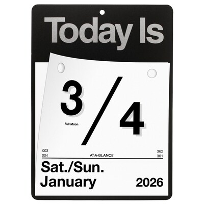 2026 AT-A-GLANCE Today Is 6.63" x 9.13" Daily Wall Calendar, White/Black (K1-00-26)