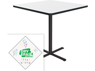 Correll Square-Shaped Dry-Erase Markerboard Cafe Table, 36" x 36", Frosty White/Black (BXB36DES-80)