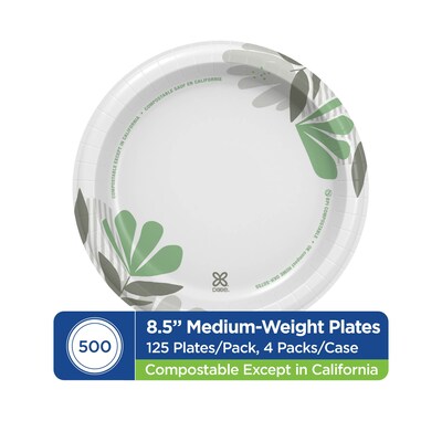 Dixie Pathways Medium-Weight Paper Plates, 8.5”, 500/Carton (UX9WS)