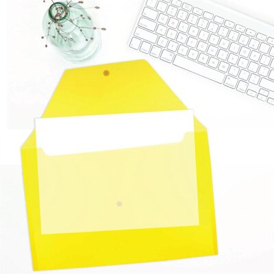 JAM Paper Premium Plastic Document File, Legal, Yellow, 3/Pack (219S0YEX3)