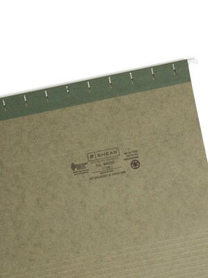 Smead Hanging File Folders, 1/3-Cut Tab, Letter Size, Standard Green, 25/Box (64035)