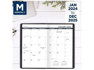 2024 AT-A-GLANCE 3.5" x 6" Monthly Planner, Black (70-024-05-24)