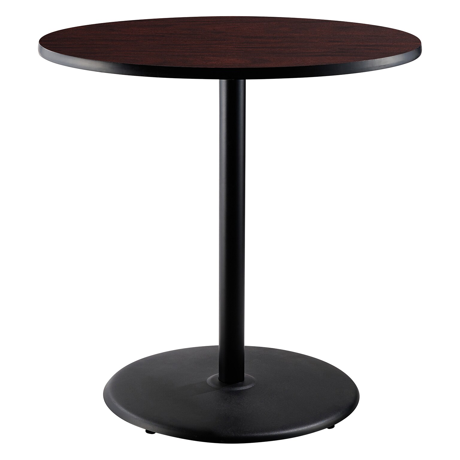 NPS CT Series 36 Round 42 Height Cafe Table, Round Base, Black Frame/Mahogany Top (CT13636RBPBTMMY)
