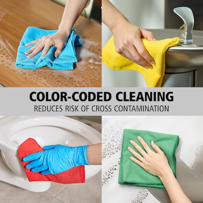 HYGEN r-40 Recycled Microfiber Cleaning Cloths, 12" x 12", Blue, 24/Pack (1820579)