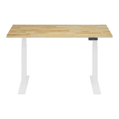 FlexiSpot E7 Commercial 55W Electric Rectangular Adjustable Standing Desk, Rubber Wood/White (E7WC
