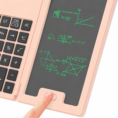 SaharaCase Scientific Calculator with 5-Inch LCD Writing Tablet, 12-Digit Foldable Calculator, Pink, (KB79)