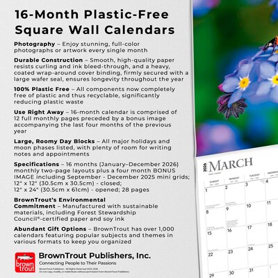 2026 BrownTrout Wildflowers 12" x 12" Monthly Wall Calendar (9798330706365)