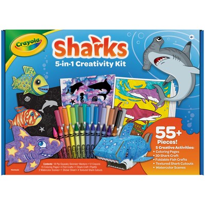 Crayola Sharks 5-in-1 Creativity Kit, 55/Pack (BIN40760)