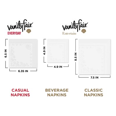 Vanity Fair Everyday Luncheon Napkins, 2-Ply, White, 100 Napkins/Pack (35501)