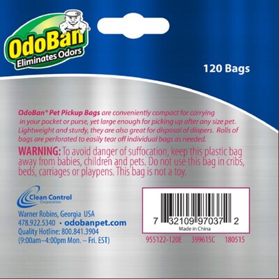 OdoBan Pet Waste Disposal Bags, 120/Pack (955122)