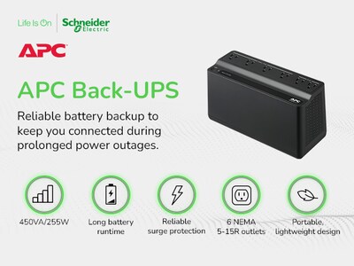 Schneider Electric Back-UPS 450 Standby UPS, Black (BN450M)
