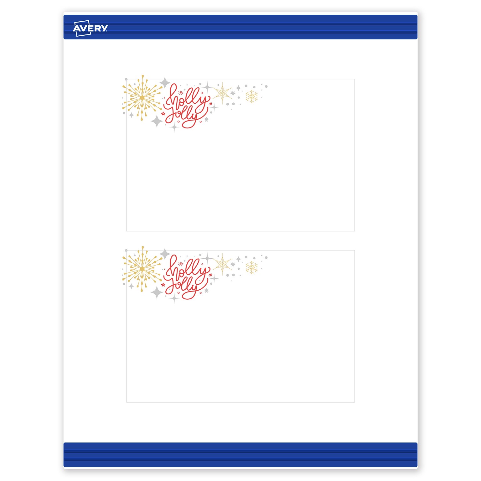 Avery Silver-Holly Sparkles Matte Blank Card, White, 20/Pack (S00-FHJ)