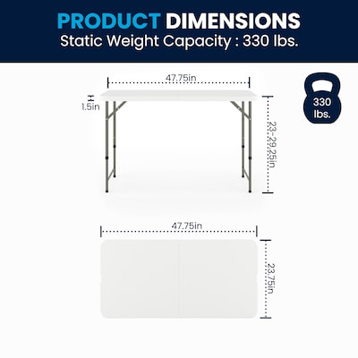 Flash Furniture Elon Folding Table, 47.75" x 23.75", Granite White (DADYCZ122Z2)