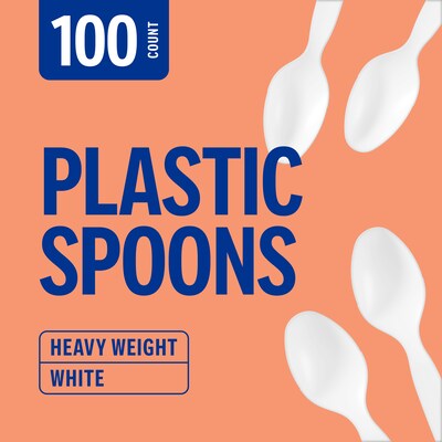 Perk™ Polystyrene Spoon, Heavy-Weight, White, 100/Pack (PK56405)