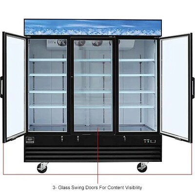 Global Industrial Nexel Merchandiser Refrigerator, 3 Glass Doors, 53 Cu. Ft. (243037)