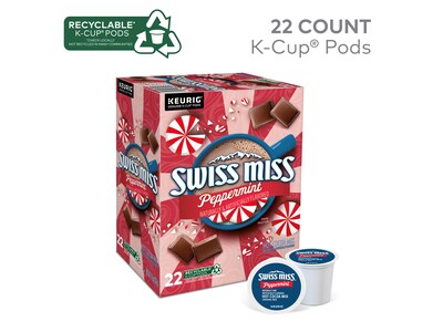 Swiss Miss Chocolate Peppermint Hot Cocoa Mix, Keurig K-Cup Pod, 22/Box (5000355689)