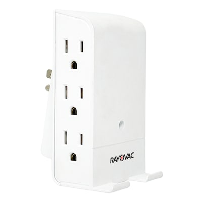 RAYOVAC 6-Outlet Surge Protector Wall Tap with Wireless Charging Phone Holder, 540 Joules, White (SS-Q615)