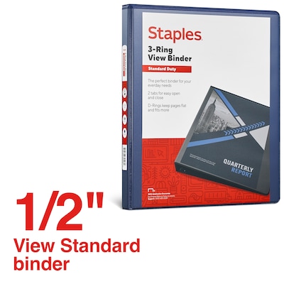 Staples 1/2 3-Ring View Binder, D-Ring, Navy Blue (26427-CC)