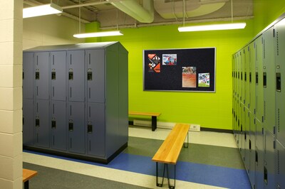 Ghent Recycled Rubber Bulletin Board, Satin Aluminum Frame, 4'H x 7' 4"W, Confetti (ATR47-CF)