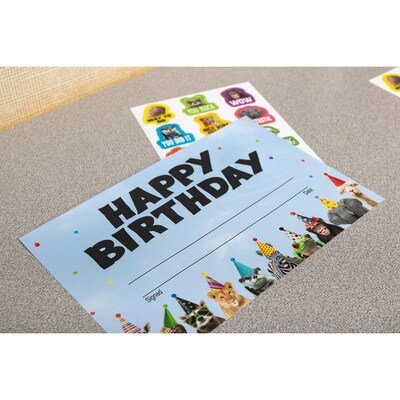 Teacher Created Resources Go Wild Animals Happy Birthday Awards, 30/Pack, 6 Packs/Bundle (TCR6853-6)