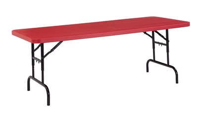 NPS BTA Series 30 x 72 Heavy Duty Height Adjustable Plastic Folding Table, Red (BTA-3072-40)