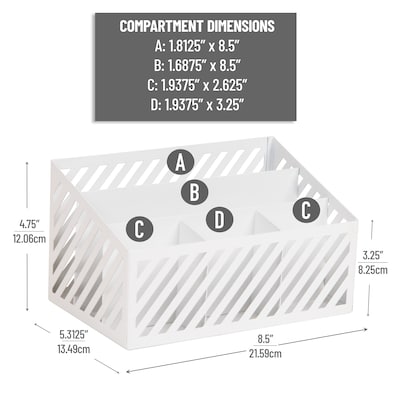 Mind Reader 5-Compartment Metal Desk Organizer, White (MOSORG-WHT)