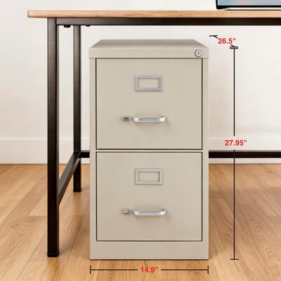 Quill Brand® 2-Drawer Vertical File Cabinet, Locking, Letter, Putty/Beige, 26.5"D (13440D-CC)