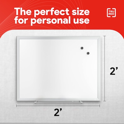 TRU RED™ Magnetic Steel Dry Erase Board, Satin Frame, 2' x 2' (TR61179)