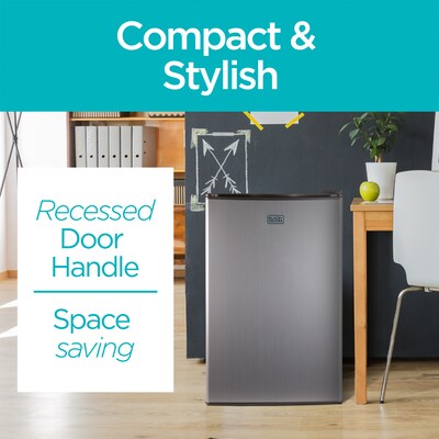 Black & Decker Adjustable Temperature Control Refrigerator with Freezer Compartment, 3.2 Cu. Ft., Gray/Silver (BCRK32V)